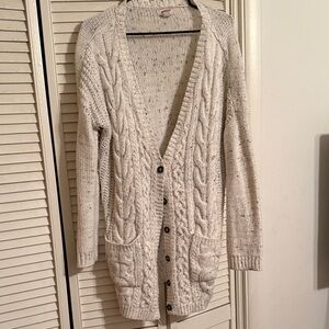 Arizona Jean Company Speckled Cable Knit Cardigan - Cream
